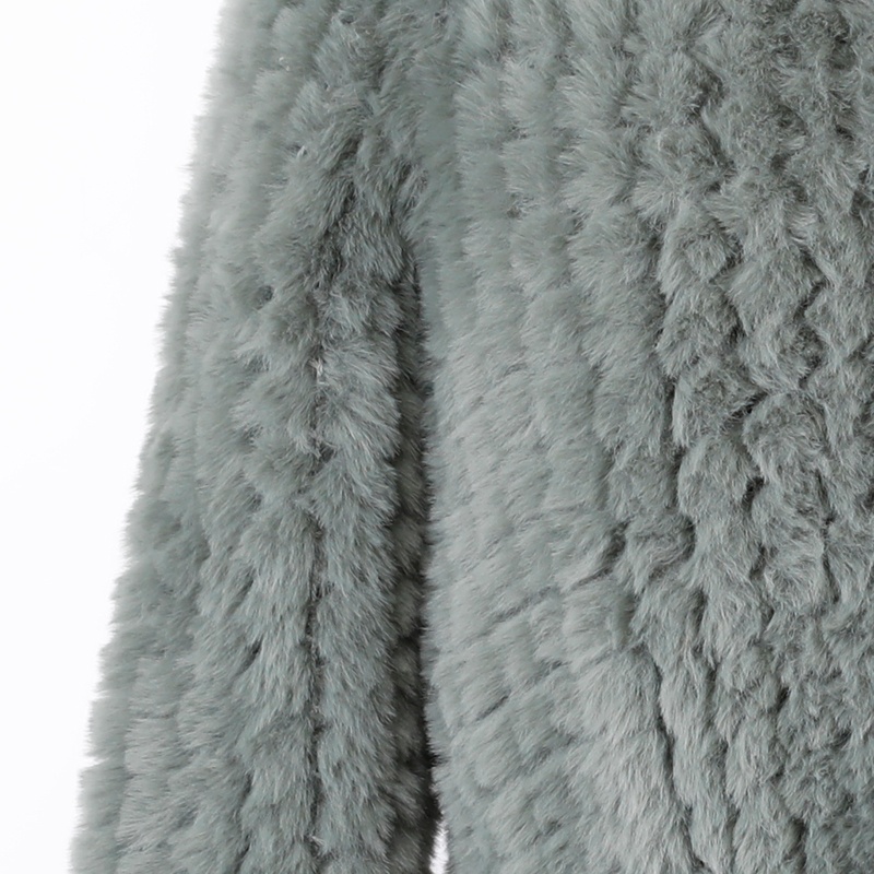 人造毛編織帶帽上衣