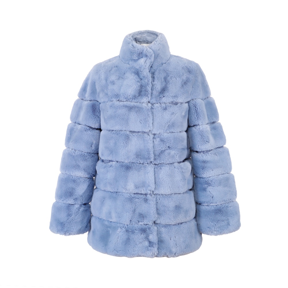 人造毛隔豬皮豎領大衣