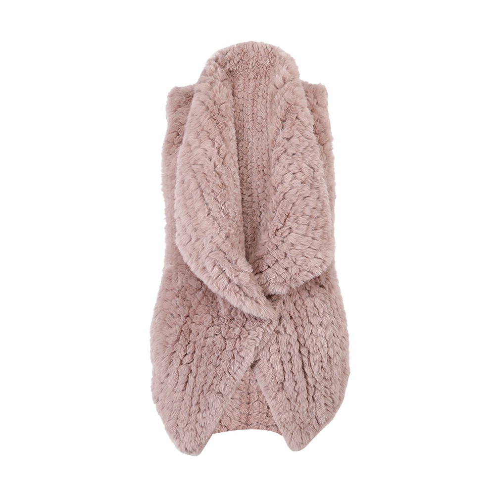 人造毛編織大翻領背心