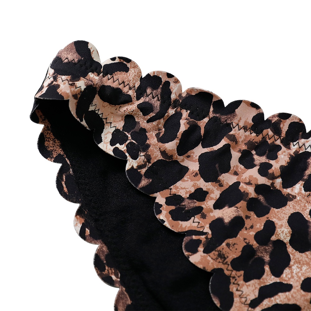 女士豹紋印花激光切割比基尼