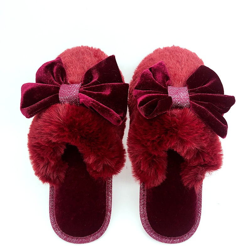 女士大蝴蝶結(jié)兔毛拖鞋