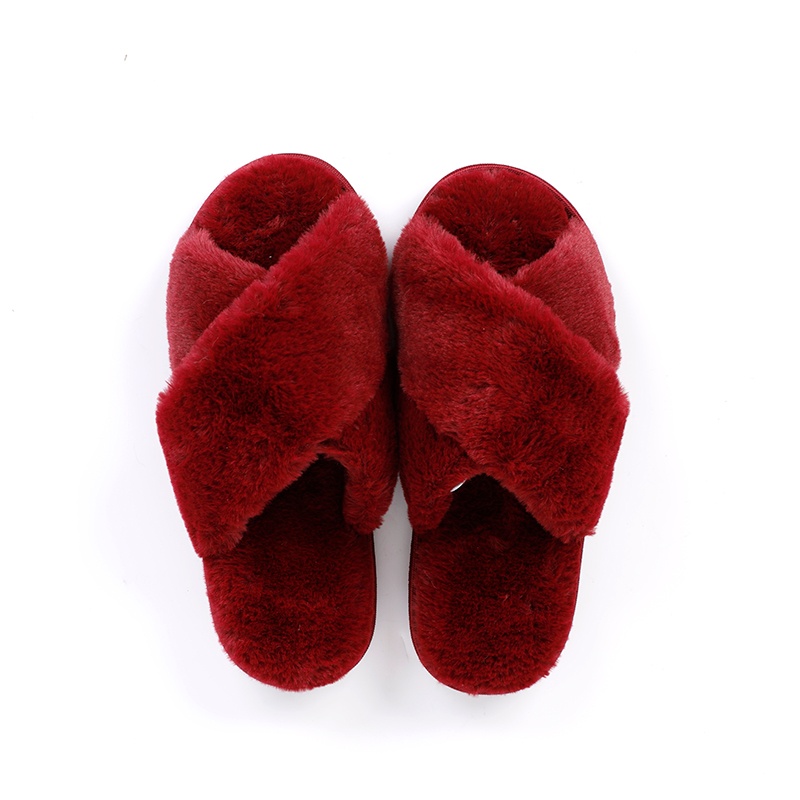 女士人造毛通頭拖鞋