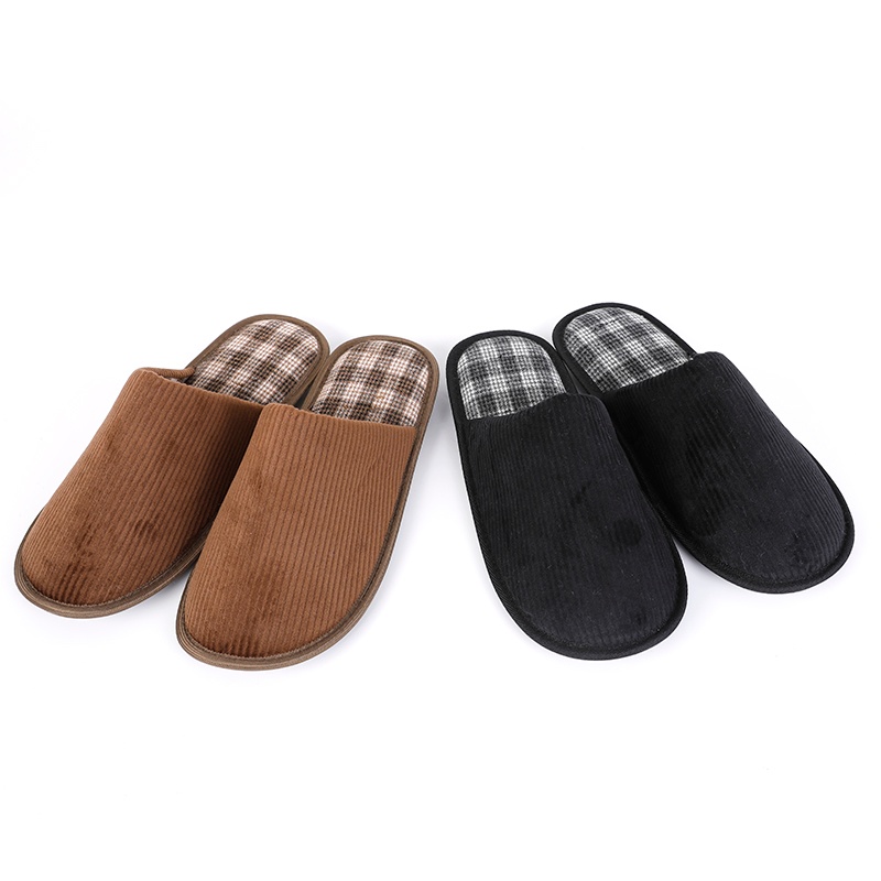 男士條絨半幫拖拖鞋