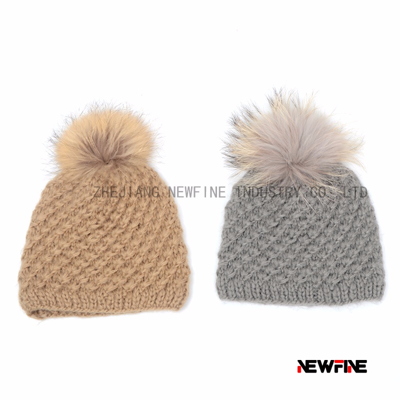時尚保暖日常男女針織毛球帽子
