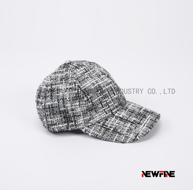 時尚格子毛呢面料棒球帽