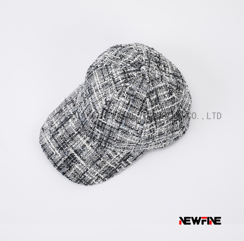 時尚格子毛呢面料棒球帽