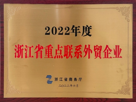 2022年度浙江省重點聯(lián)系外貿(mào)企業(yè)